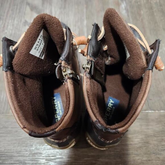 Sperry Women's 5.5M Rubber Duck Boots Navy & Tan Round Toe Side Zip - Picture 2 of 6